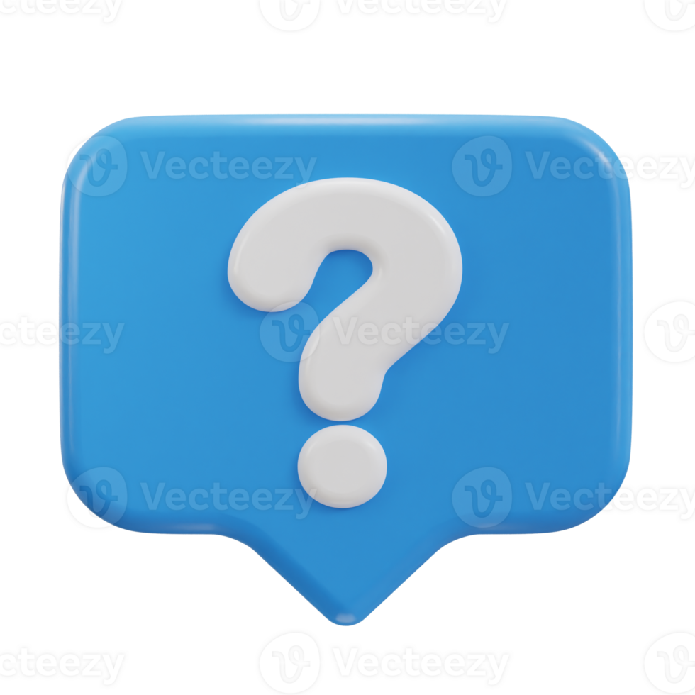 3d question Mark in Bubble Speech Sign Icon png