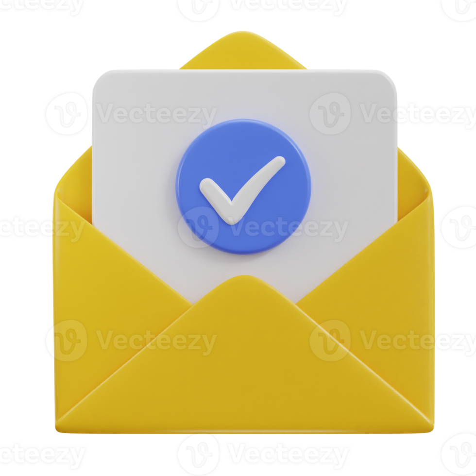 verified email on envelope 3d icon png