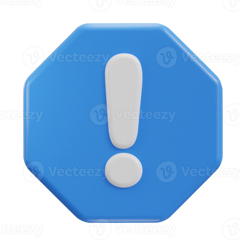 3d exclamation sign warning or danger risk message alert problem icon png