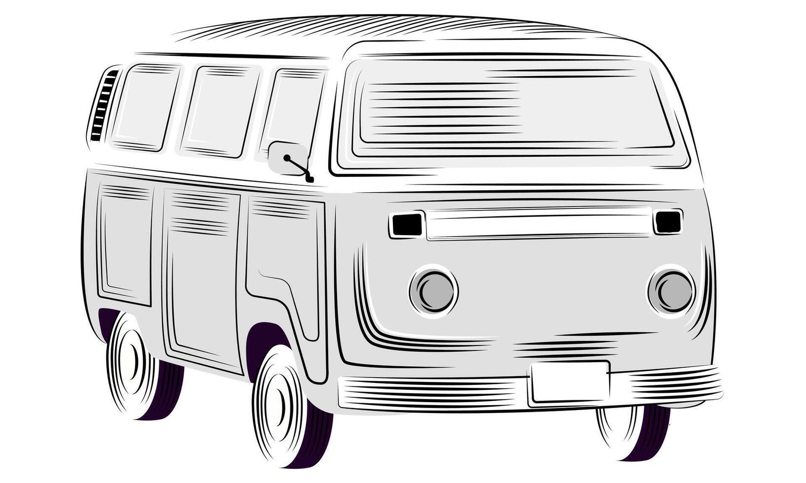 verano vacaciones con cámping coche retro estilo negro líneas y blanco antecedentes. maravilloso ilustración imprimir.vector ilustración vector