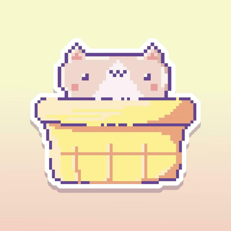 Cute vector sticker in pixel art style.vector illustration