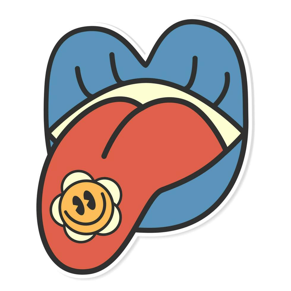Peaceful sticker vintage bright, groovy print 70s,2000.Y2k.Vector flat illustration. vector