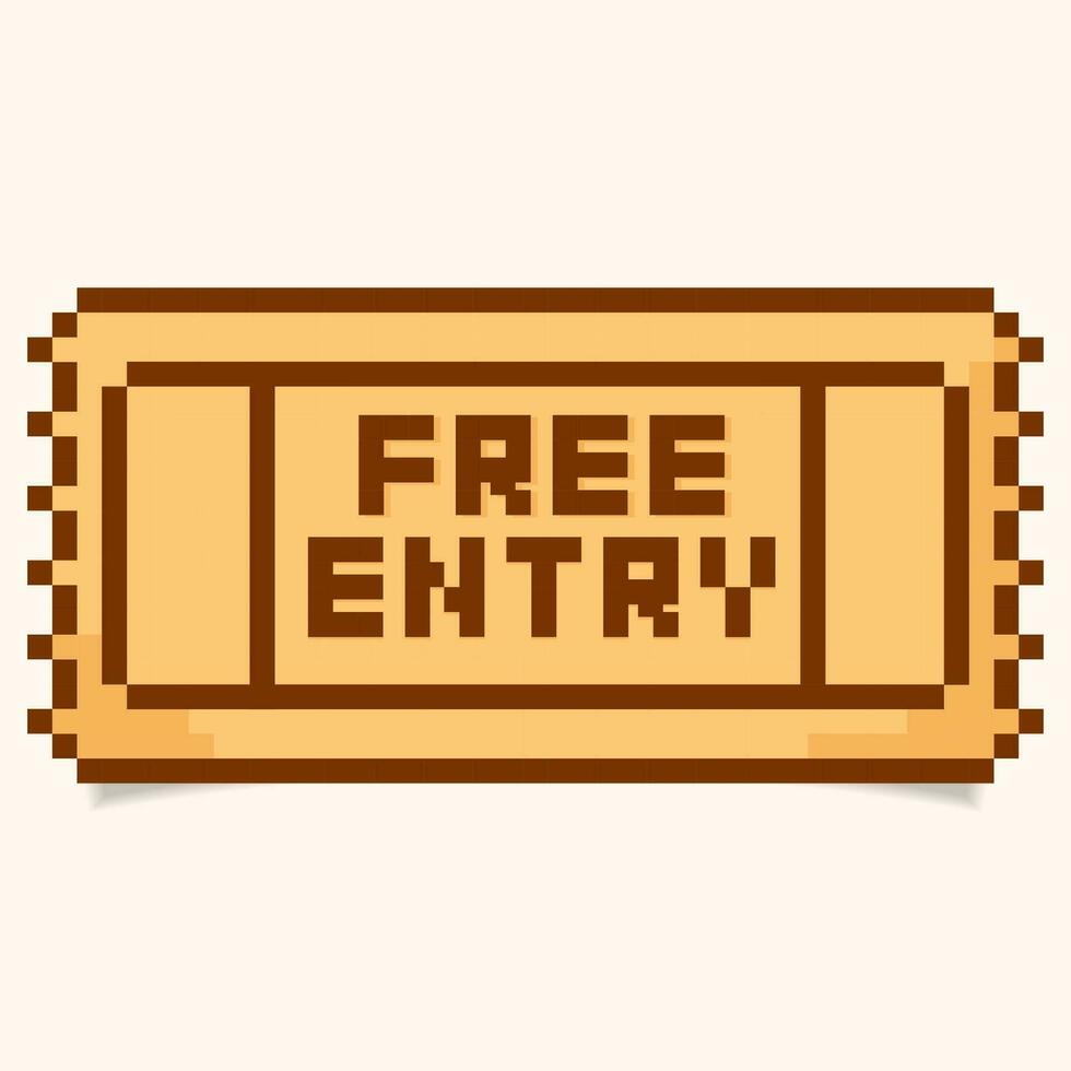 pixel coupon.ticket template,entry coupon,bright 8-bit coupon. Vector illustration