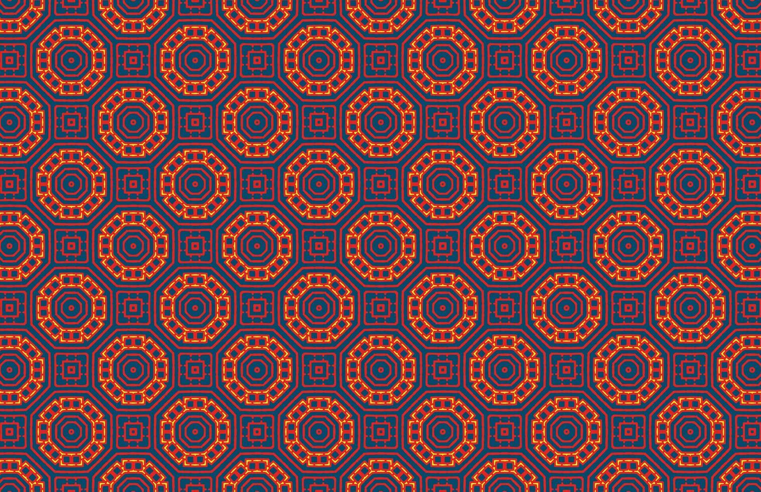 Red and yellow colour hexagonal design textile fabric pattern vector