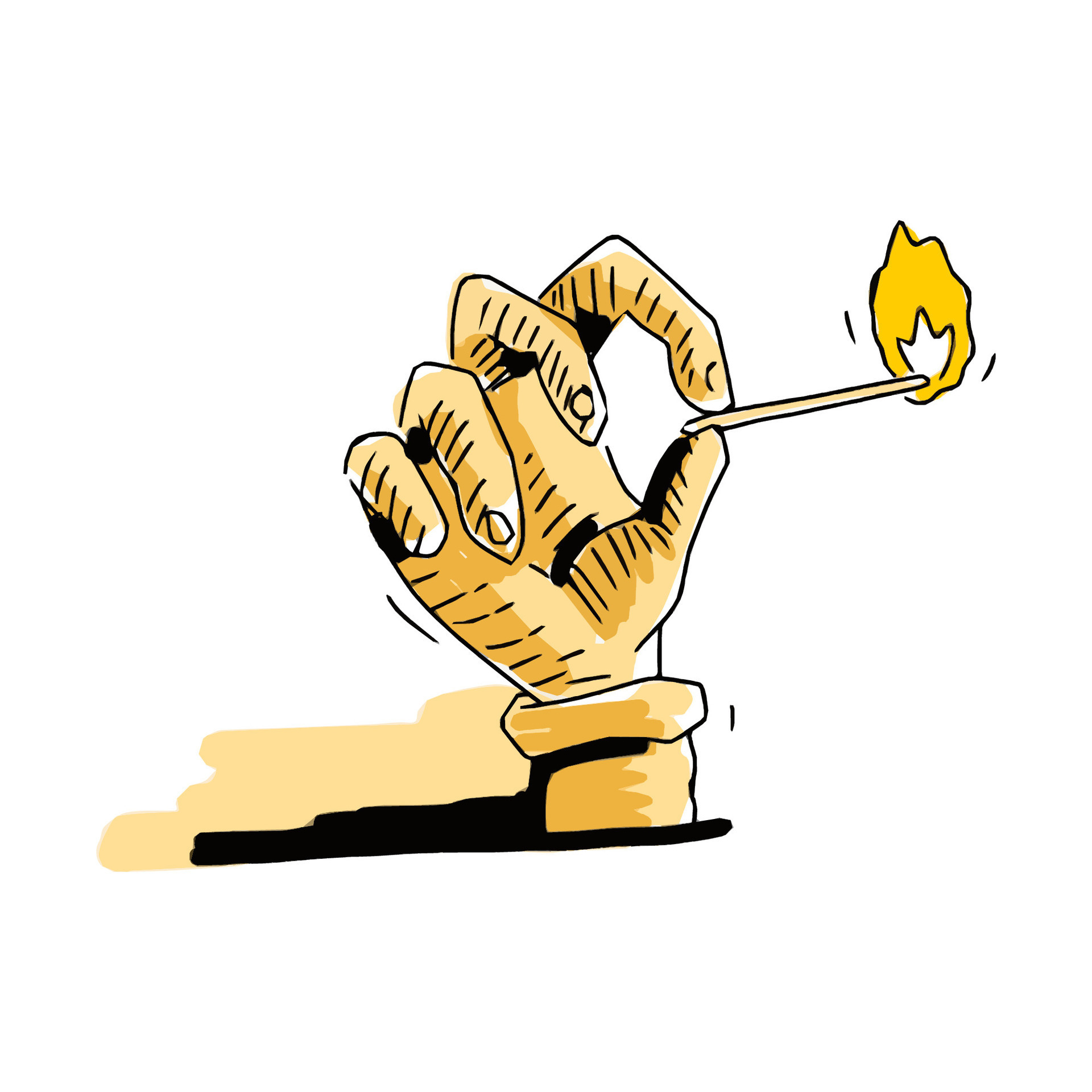 hand drawn illustration of a hand lighting a match 30774169 Vector Art