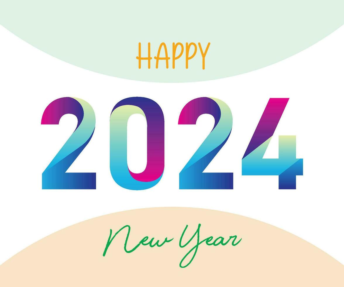 Colorful 2024 Happy New Year Typography logo Text Design concept for Brochure, Poster Banner, vector, and celebration. etc vector