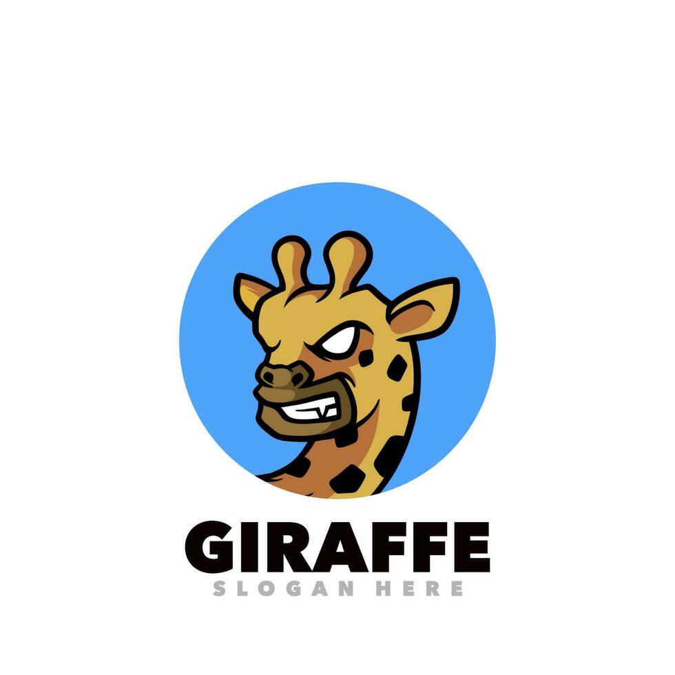 Giraffe head angry logo design vector