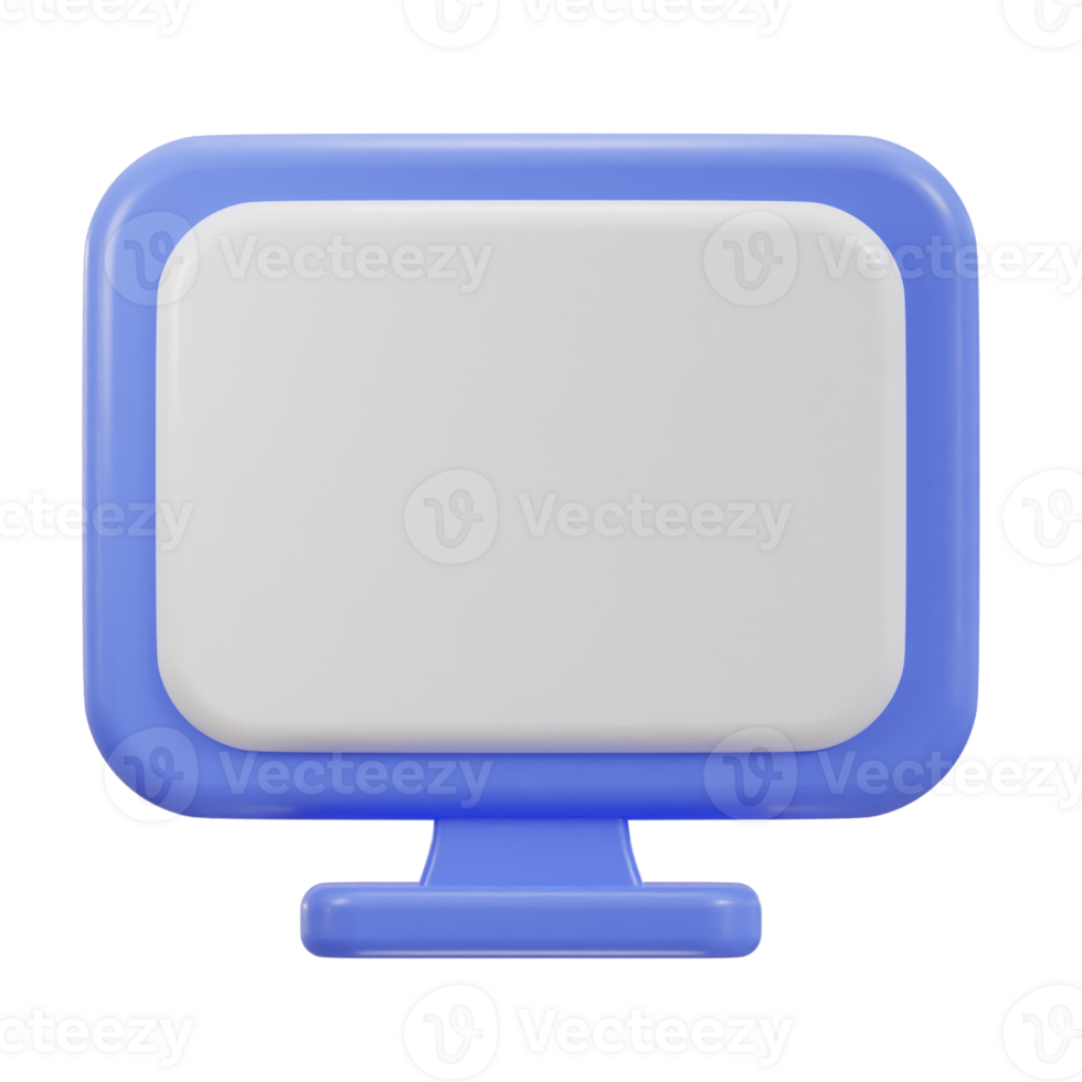 3d computer monitor icon with empty screen png