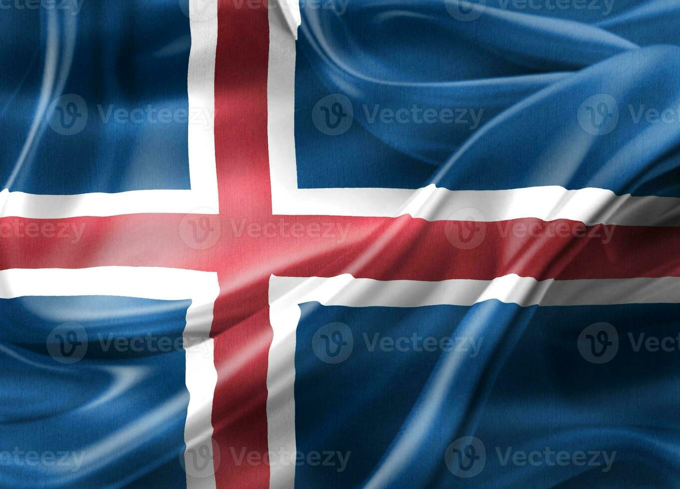 Ilustración 3d de una bandera de islandia - bandera de tela ondeante realista foto