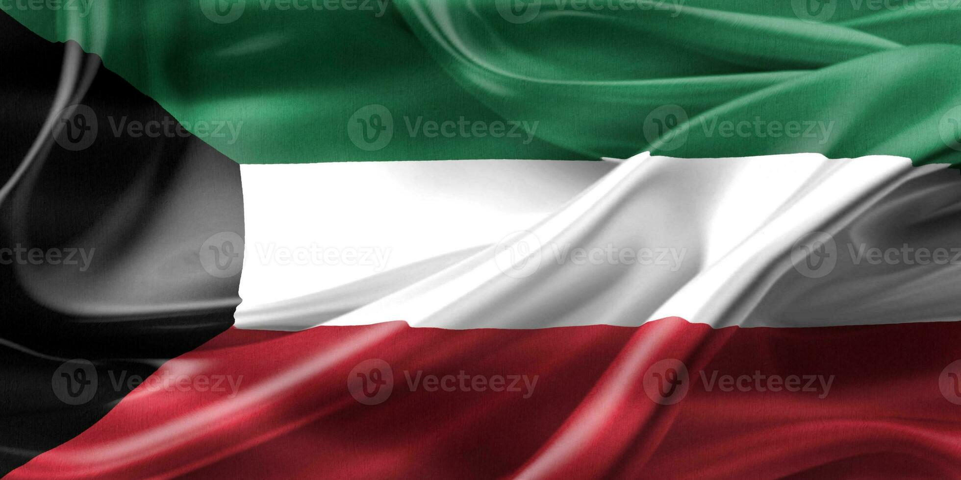 3D-Illustration of a Kuwait flag - realistic waving fabric flag photo