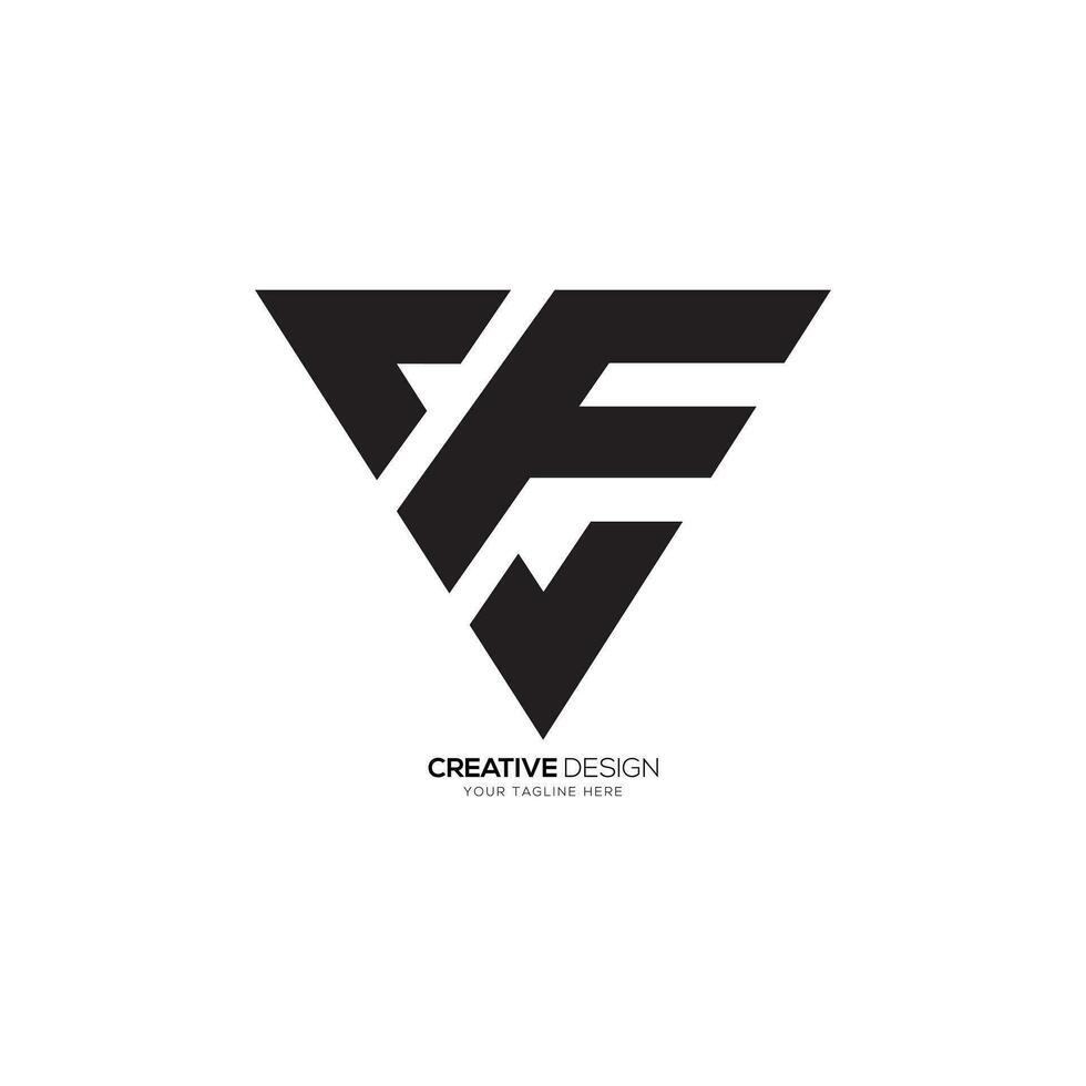 Letter c v f triangle initial modern unique shape monogram logo vector