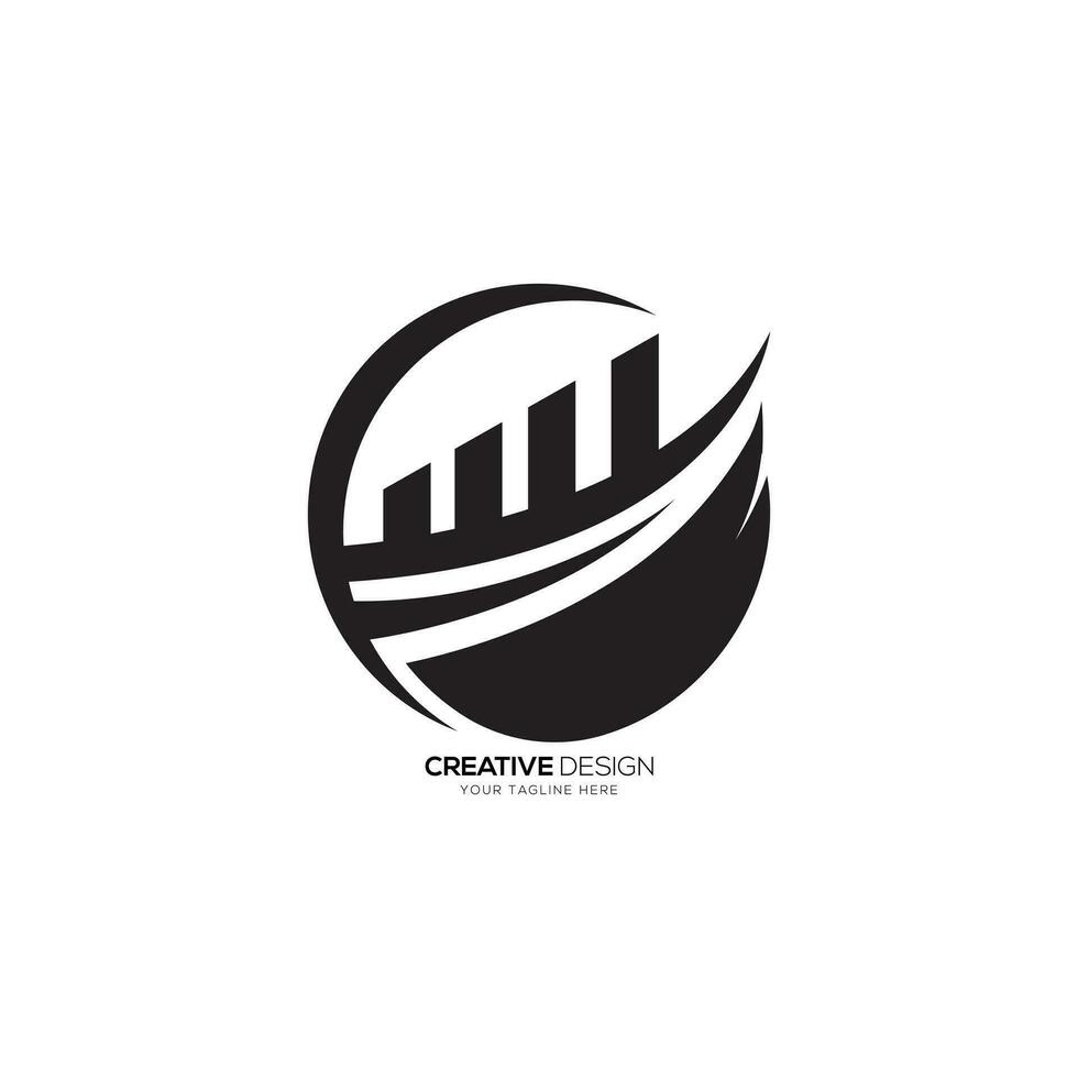 Financial credit repair business growth statistics bar with circle shape modern logo vector