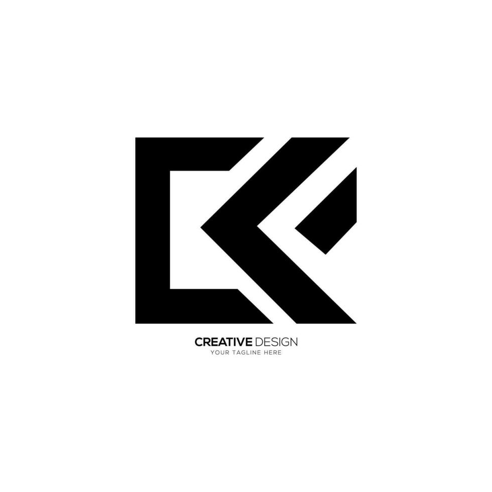 Letter c k f with modern rectangle shape creative monogram corporate logo vector