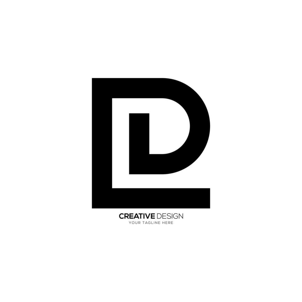 Letter Ld with simple shape creative line art modern unique monogram typography logo vector