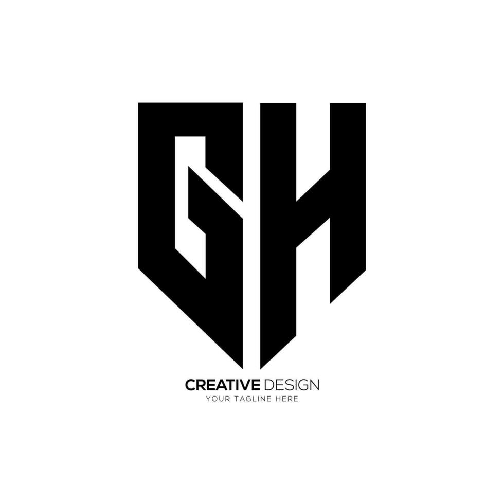 Letter Gh with security protection shield shape abstract creative monogram logo vector