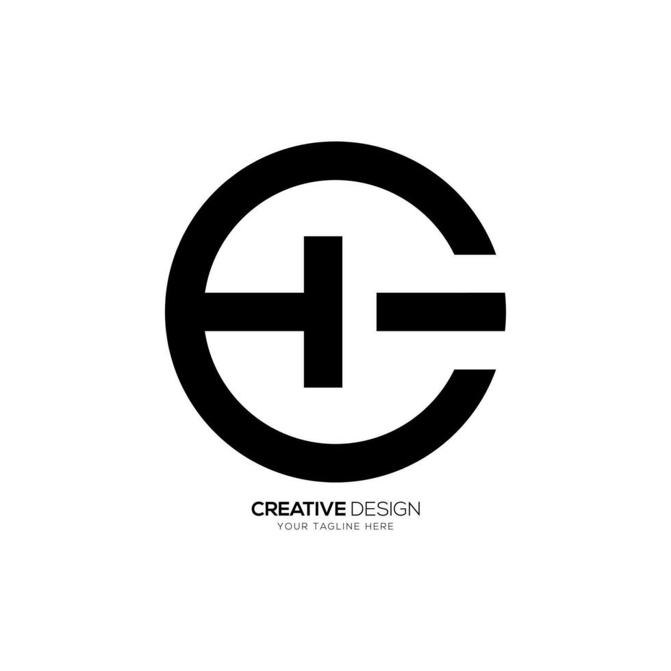 Letter c h e with rounded shape creative monogram circle abstract logo design vector