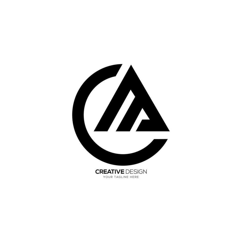 Letter Cm with new shape unique modern typography abstract monogram logo concept vector