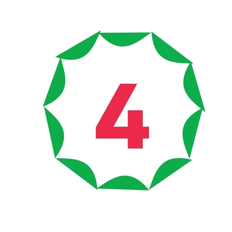 leaf 4 number logo vector