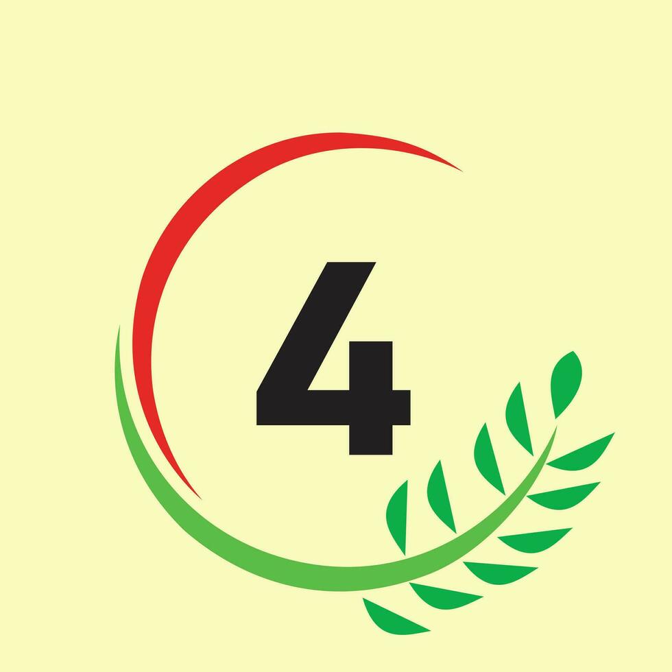 Circle leaf number logo vector