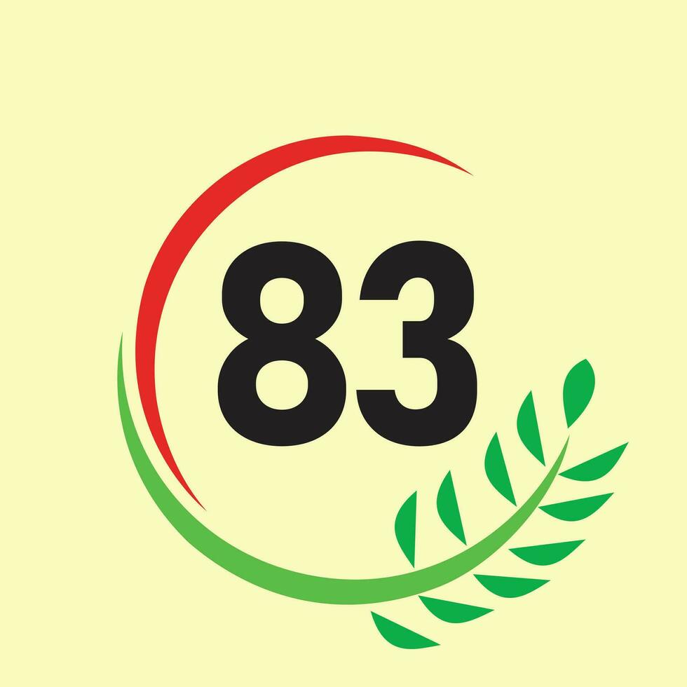Circle leaf 83 number logo vector