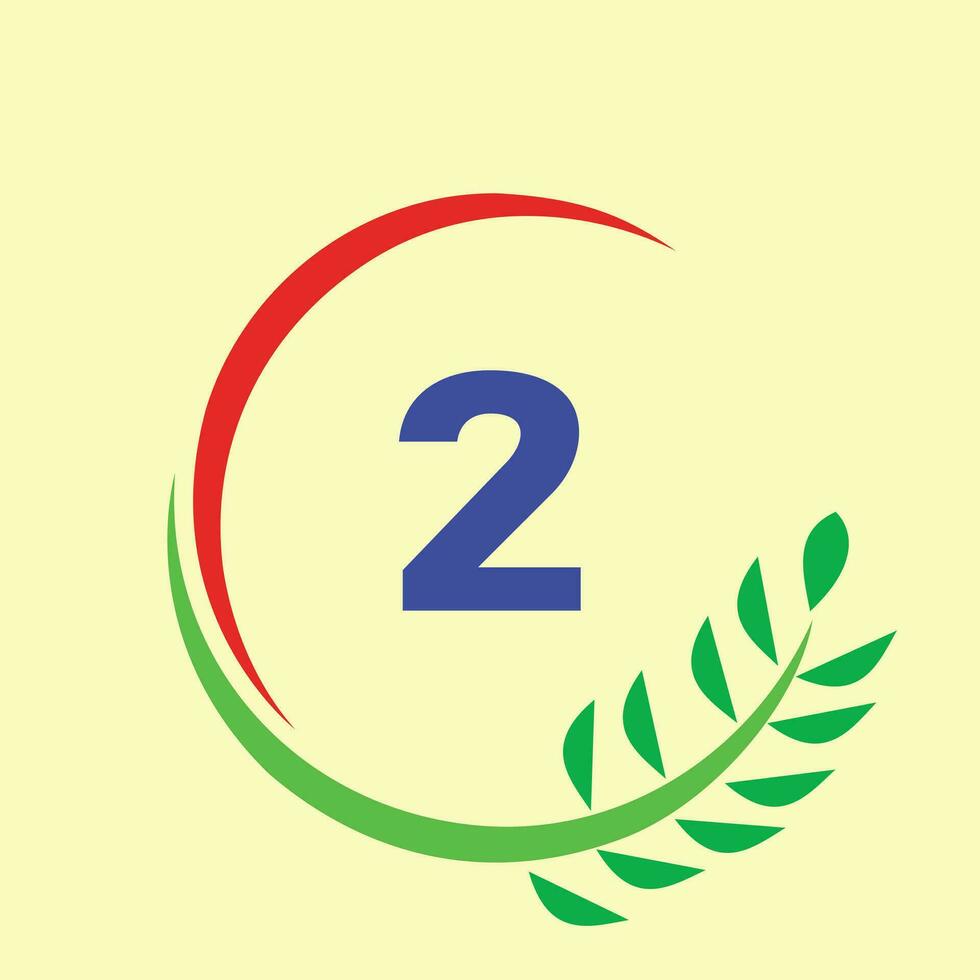 Circle leaf number logo vector