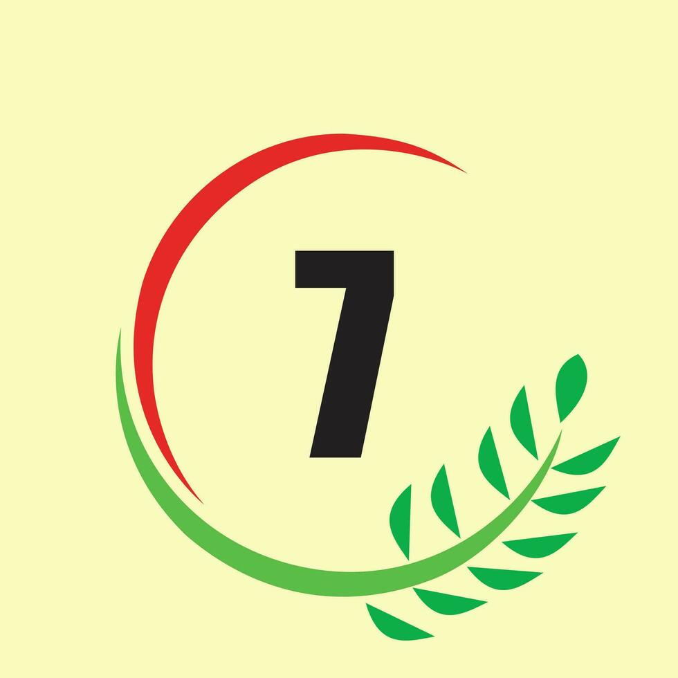Circle leaf number logo vector