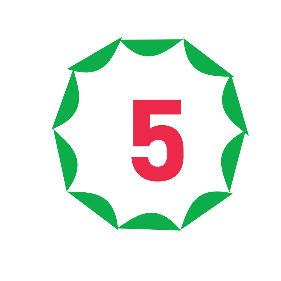 leaf 5 number logo vector