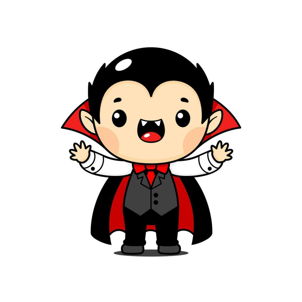 Cute And Kawaii Style Halloween Vampire Cartoon Character vector