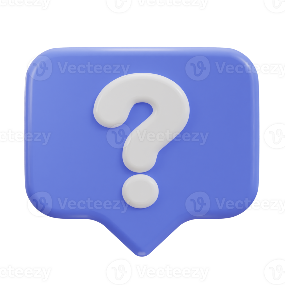3d question Mark in Bubble Speech Sign Icon png
