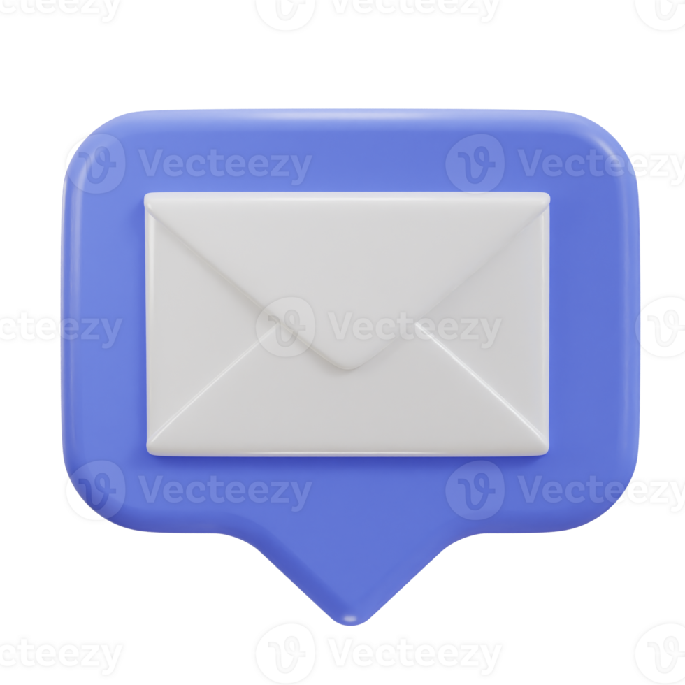Mail message or envelope icon in 3d speech bubble icon png