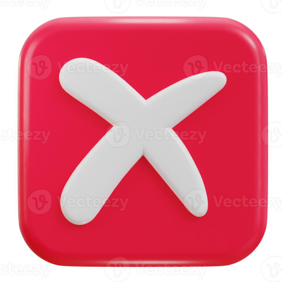 cross icon, rejection symbol 3d icon png