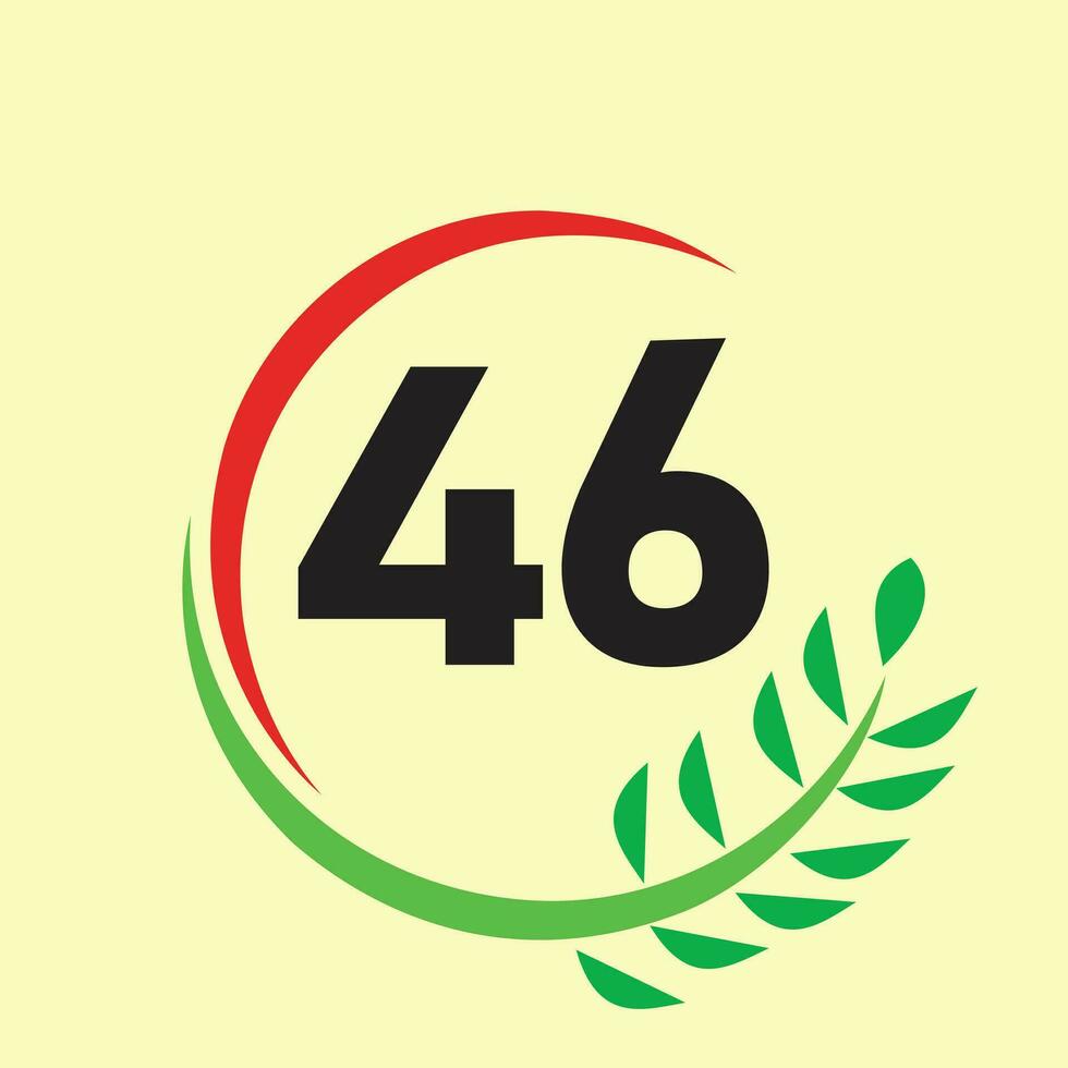 circulo hoja 46 número logo vector