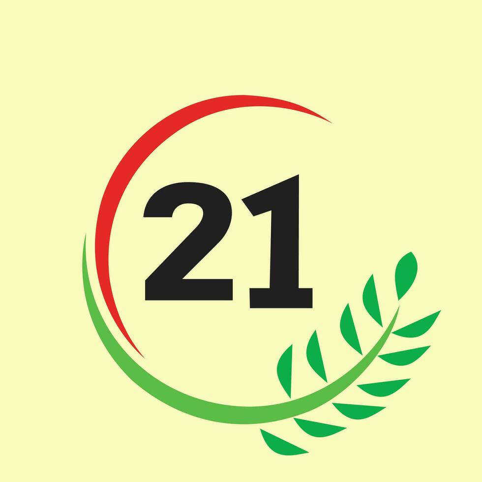 Circle leaf number logo vector