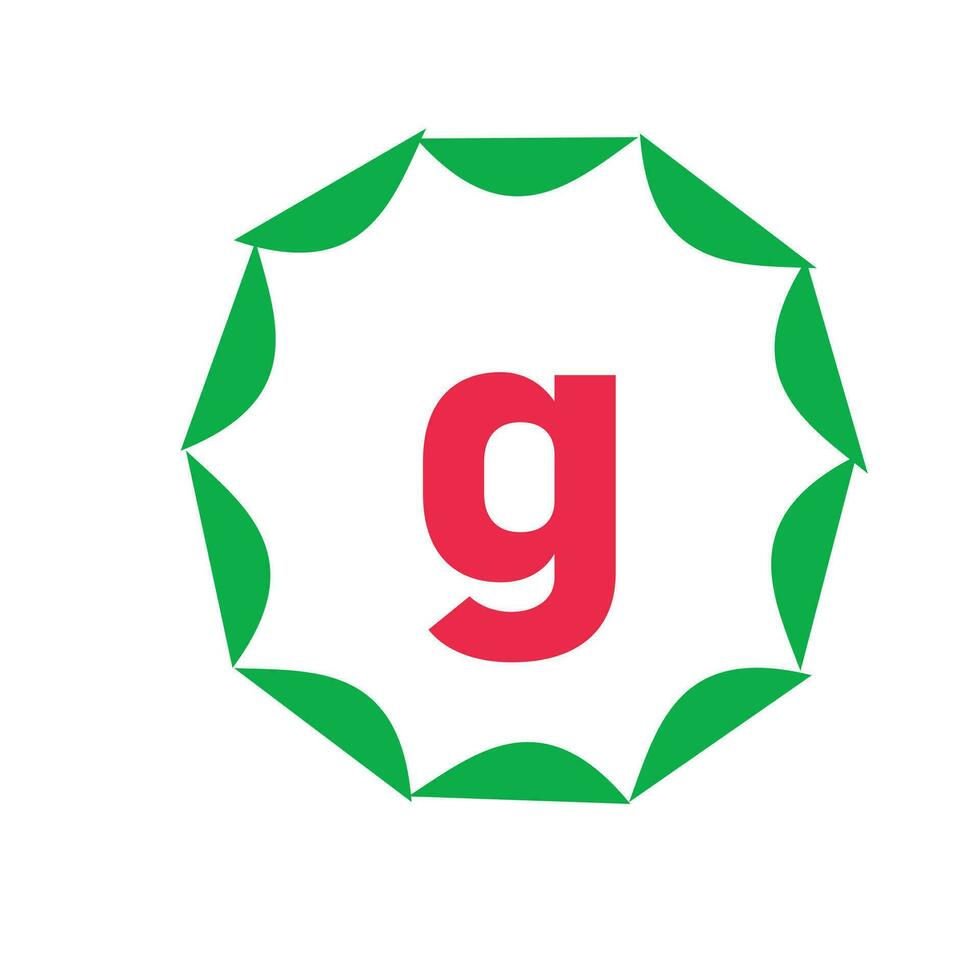 leaf small letter g number logo vector