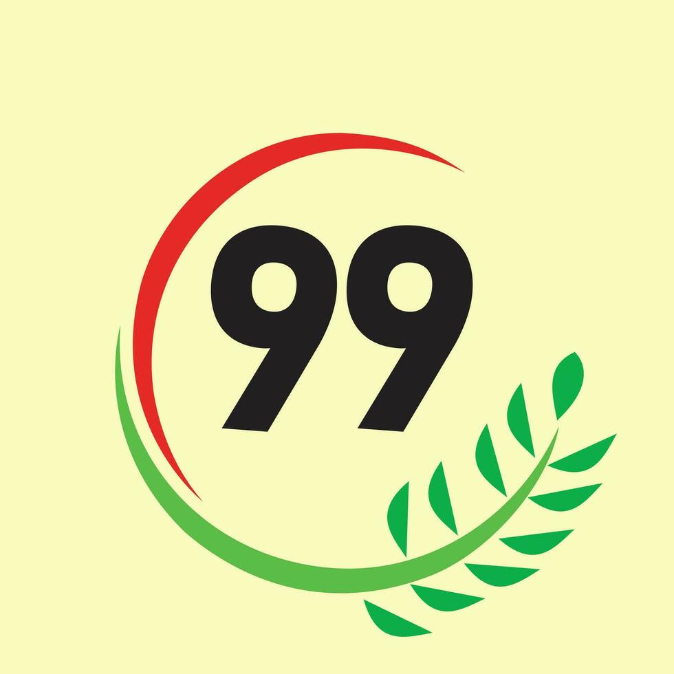 circle leaf 99 number logo vector