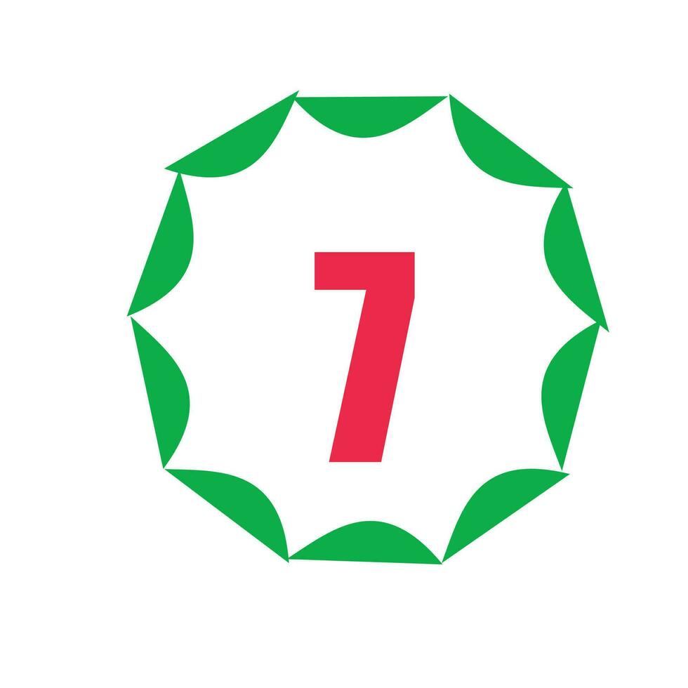 leaf 7 number logo vector