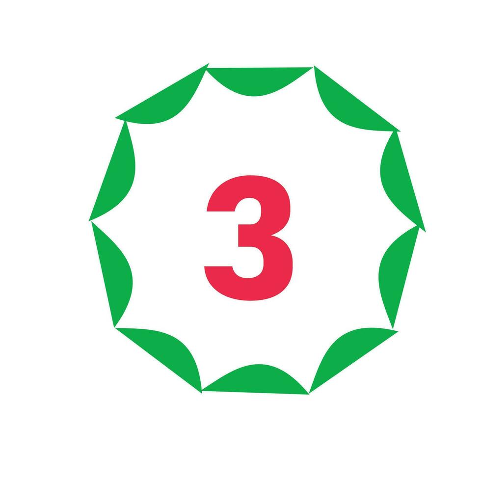 leaf 3 number logo vector