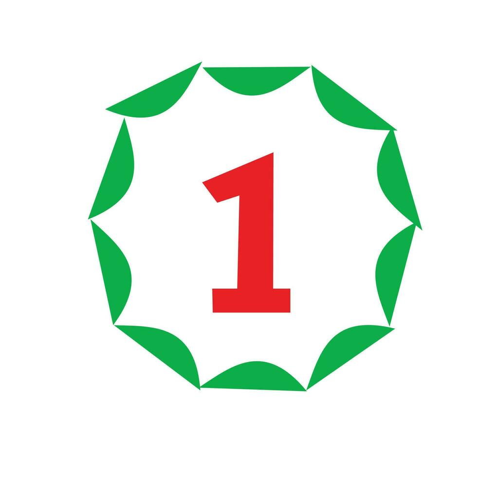 leaf 1 number logo vector