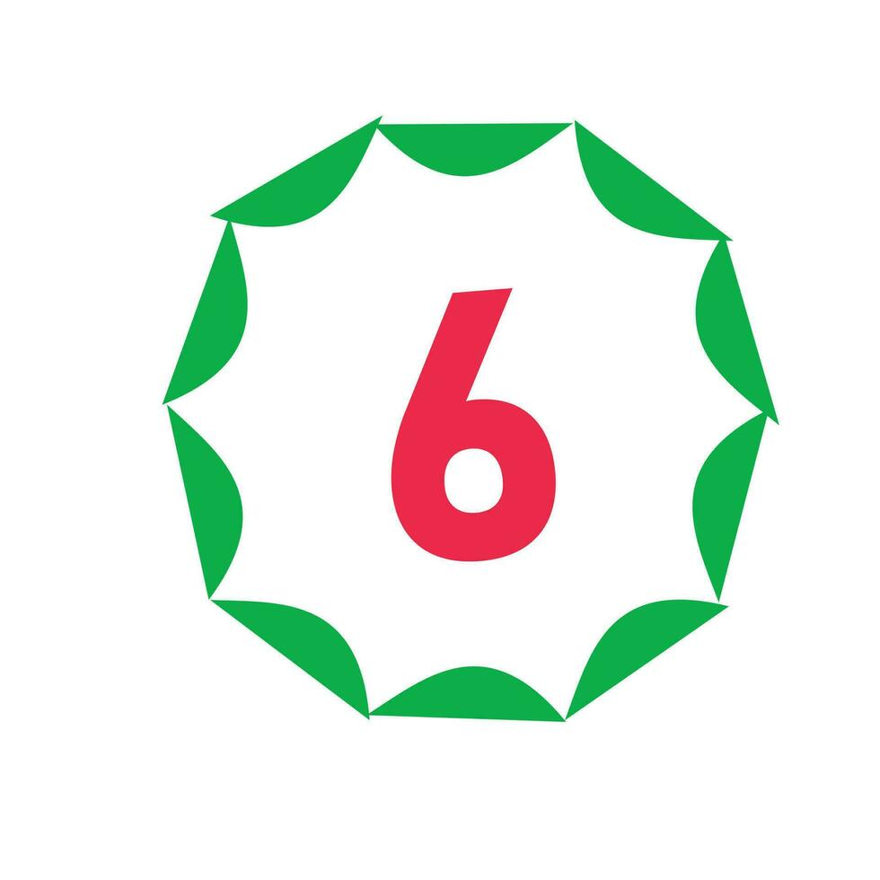 leaf 6 number logo vector