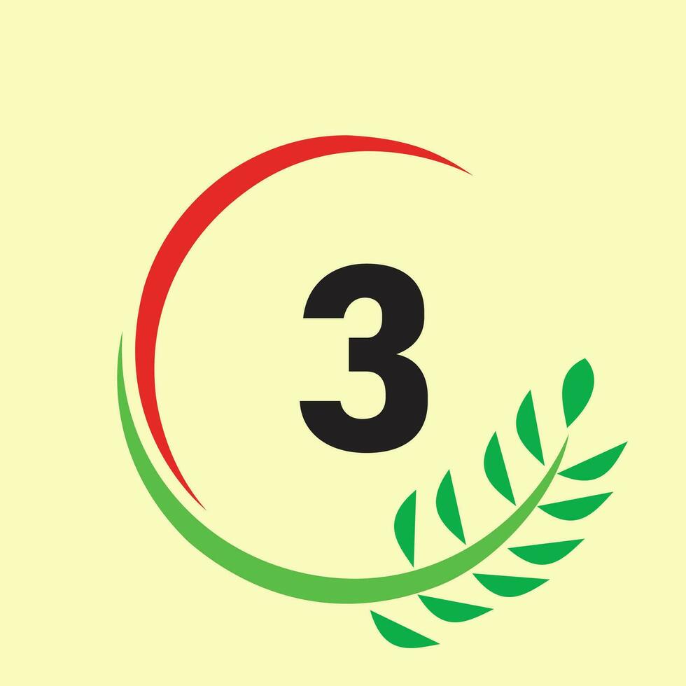 Circle leaf number logo vector