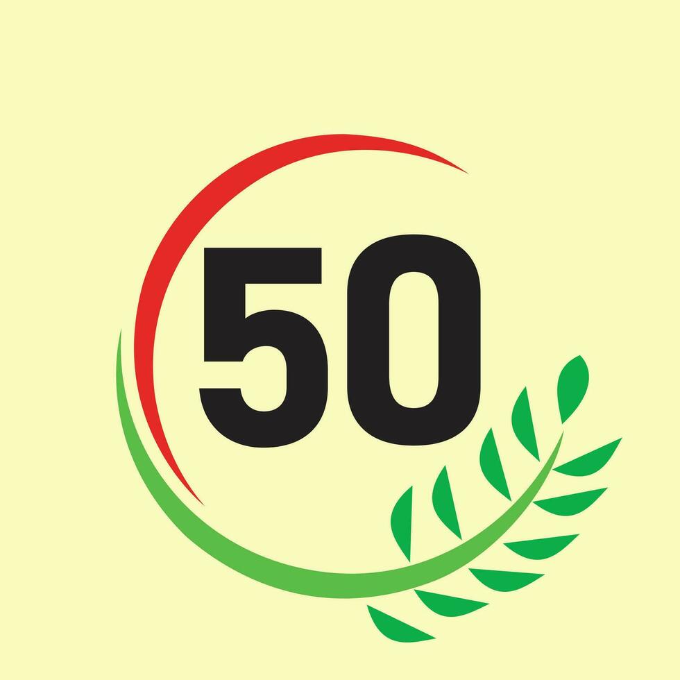 circulo hoja 50 número logo vector