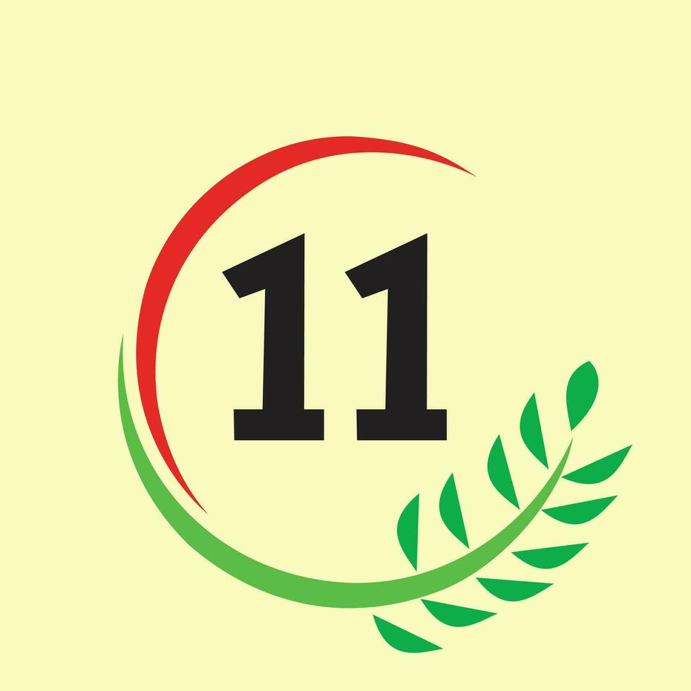 Circle leaf number logo vector