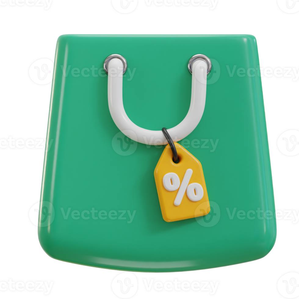 3d shopping bag icon with discount teg png