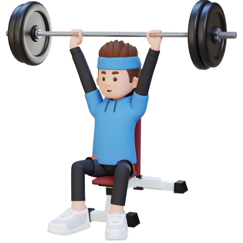 3D Sportsman Character Building Upper Body Strength with Overhead Bench Press Workout png