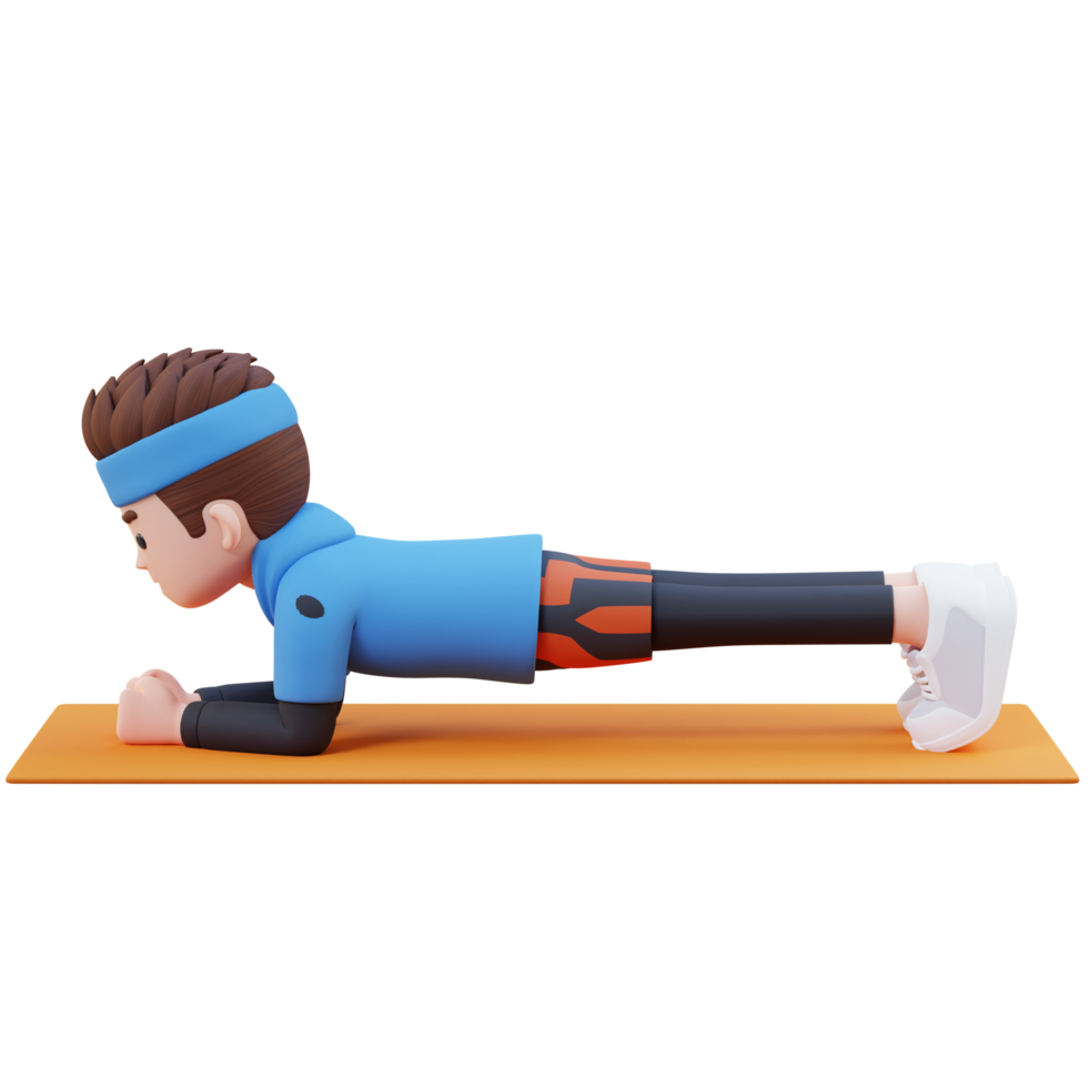 dynamique 3d sportif Masculin personnage Maîtriser le planche exercice à Accueil Gym png