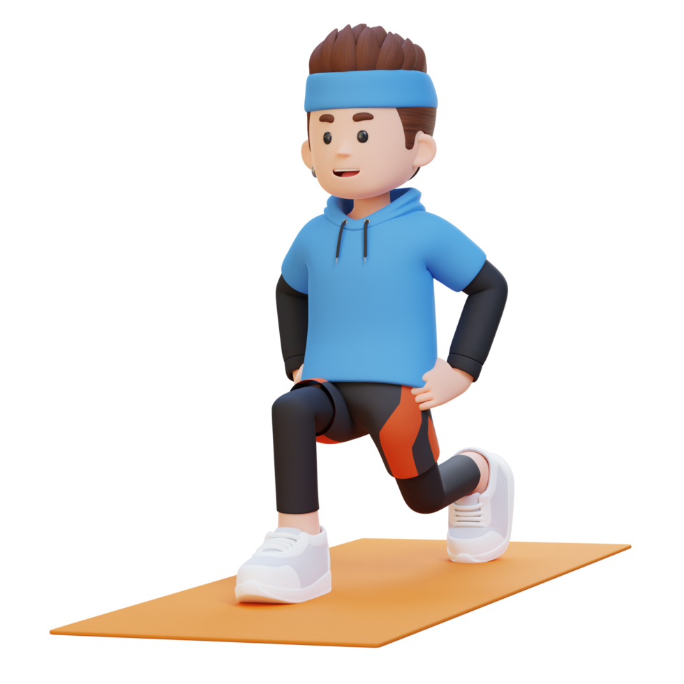 3d sportif Masculin personnage performant dynamique fentes à le Gym png