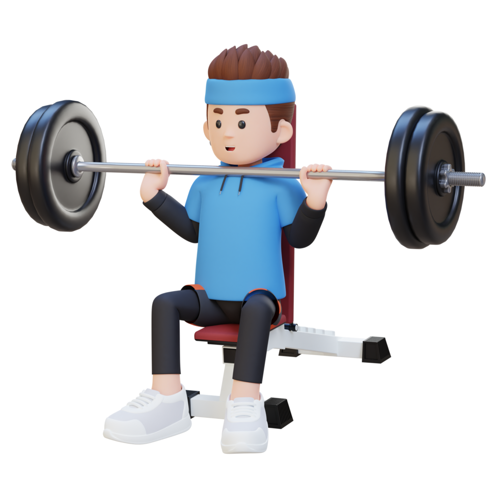 3D Sportsman Character Building Upper Body Strength with Overhead Bench Press Workout png