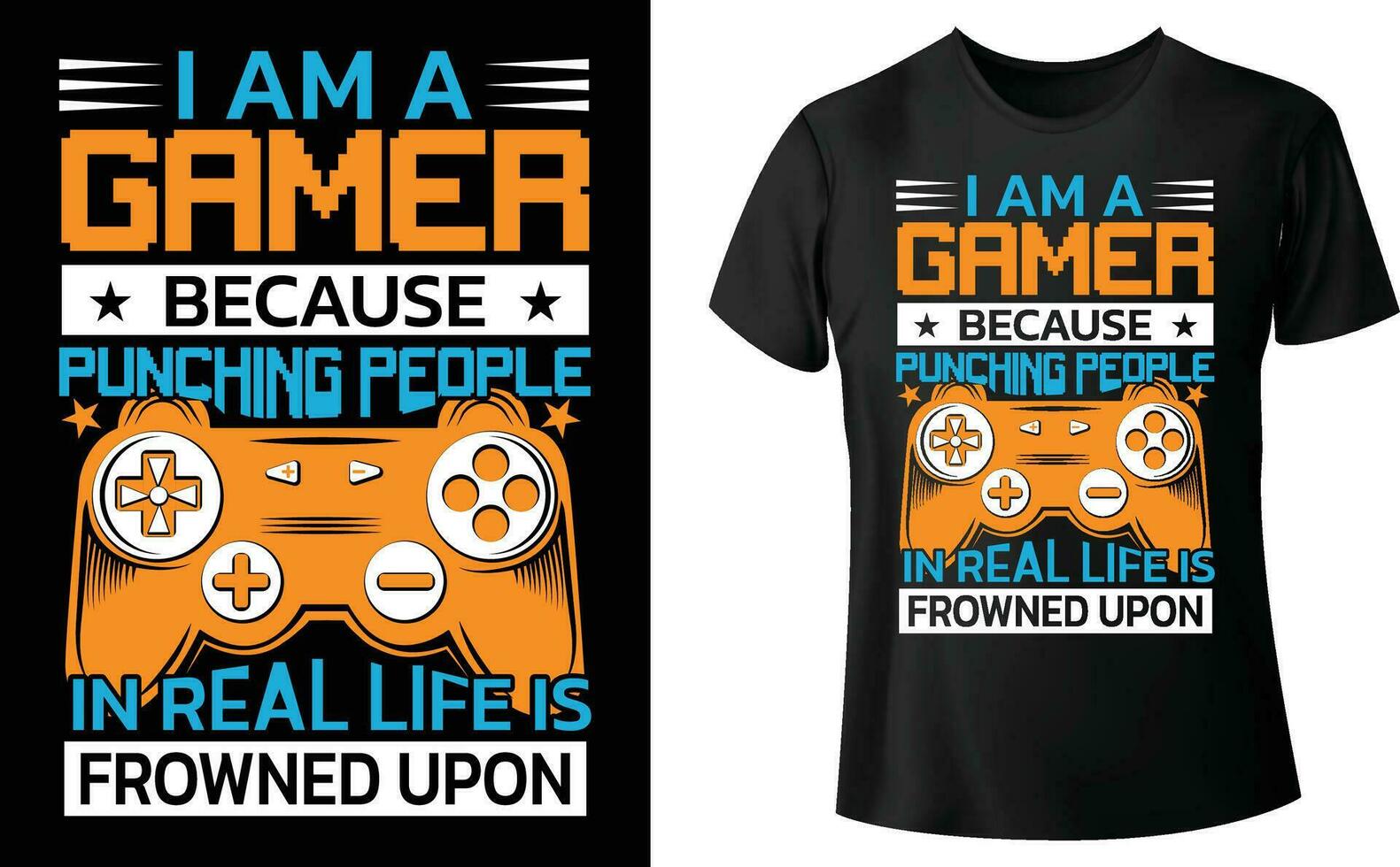 yo a.m un jugador porque puñetazos personas en real vida es frunció el ceño sobre jugador camiseta diseño. vector