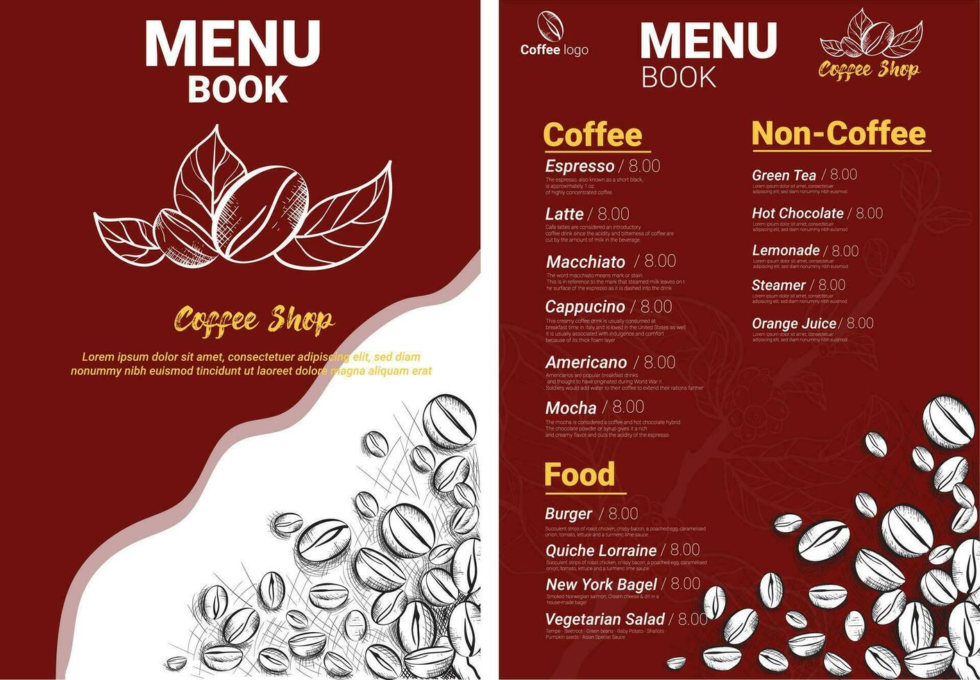 Vintage coffee illustration for A4 or menu template. Use hand drawing Technique an doodle style. Vector and illustration. template menu coffee shop, cafeteria, and restaurant.