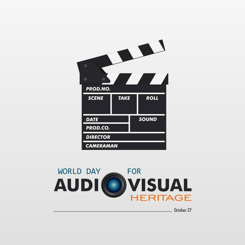 Greeting card on the theme of World Audiovisual heritage day observed each year on October 27 across the globe vector